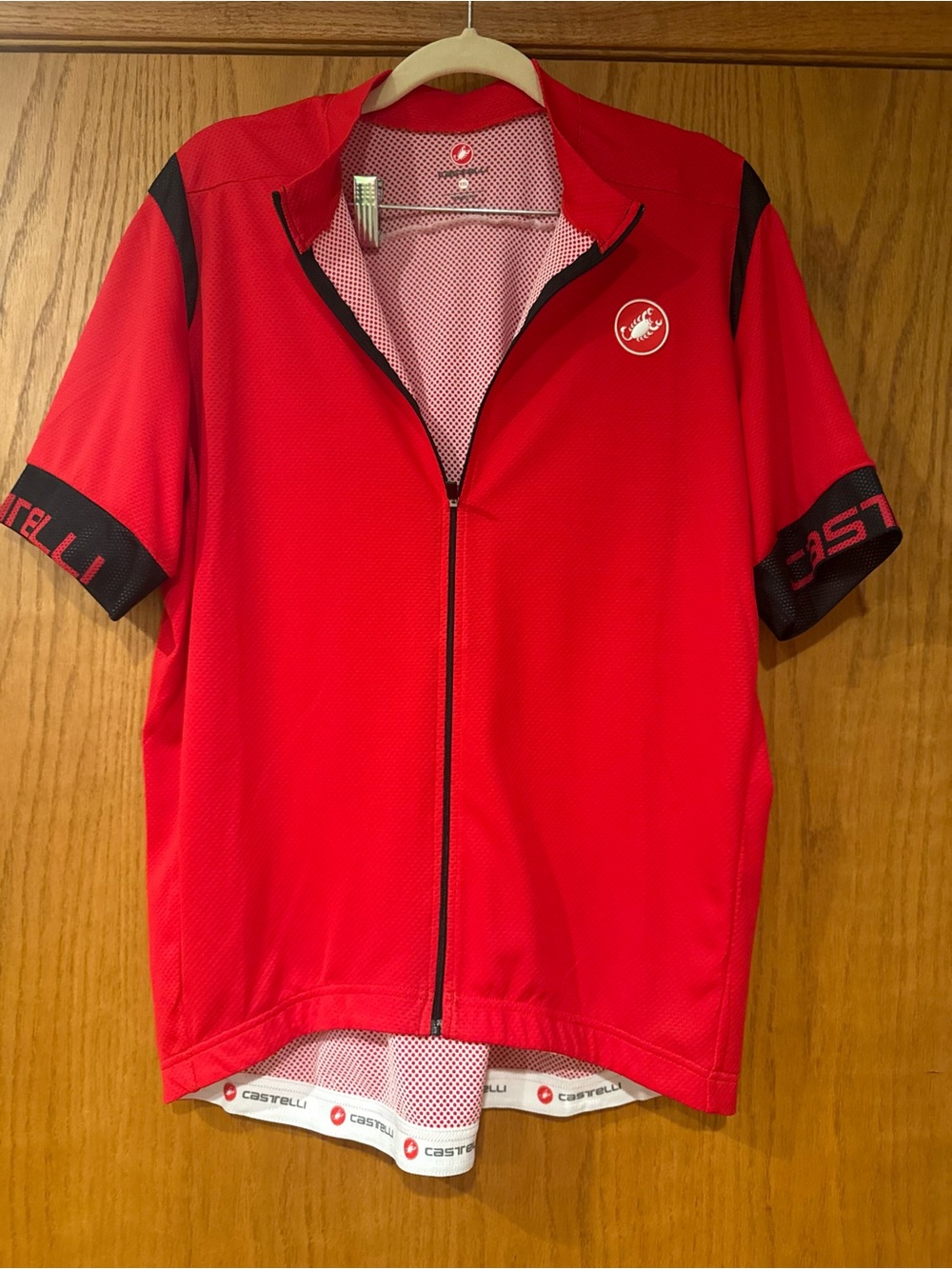 Castelli Men’s Red Cycling Jersey with Black Accents - Like New!